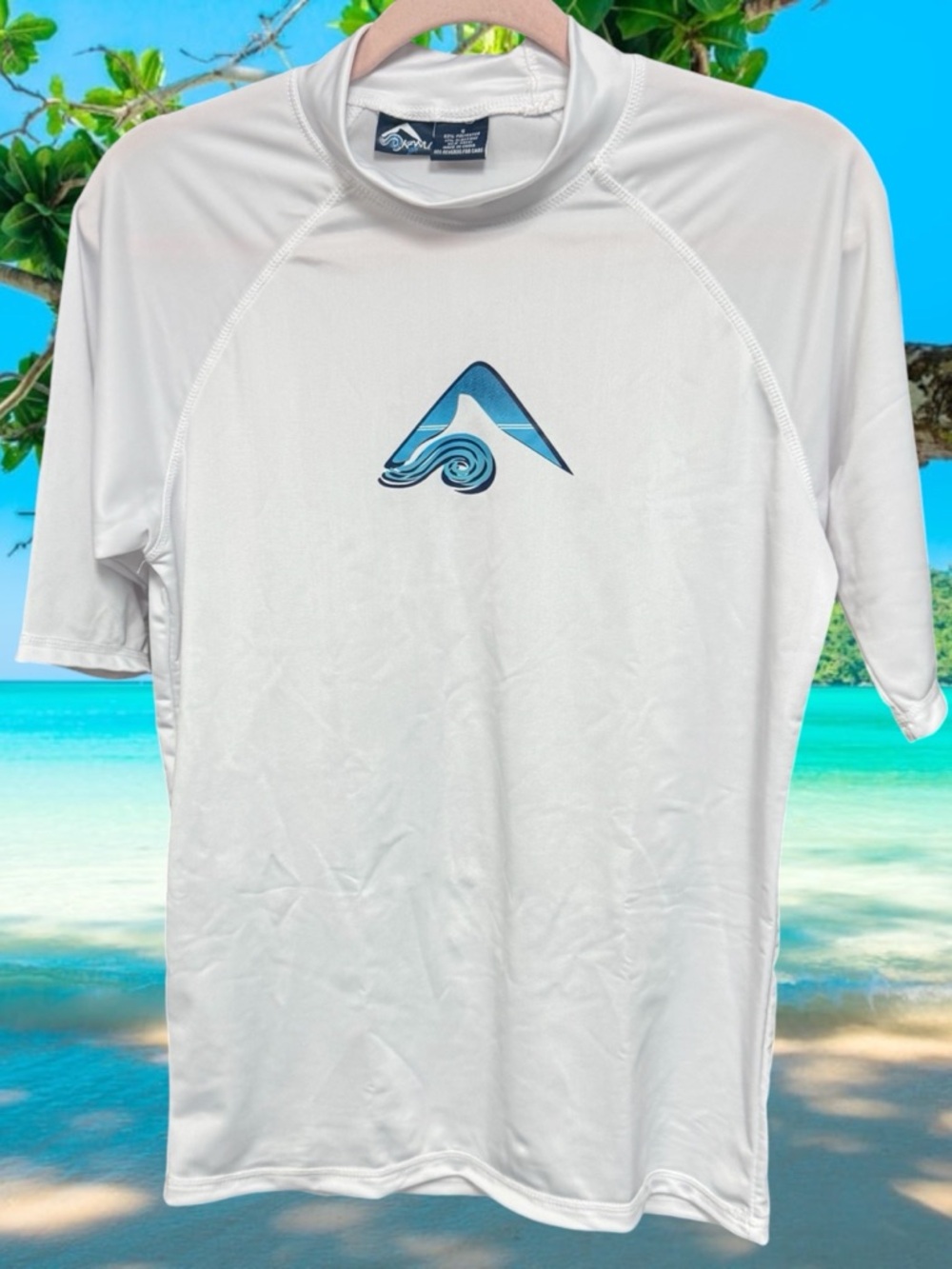 Kanu surf Apollo men’s size XXL rashguard shirt white blue fitted swim $38 new
